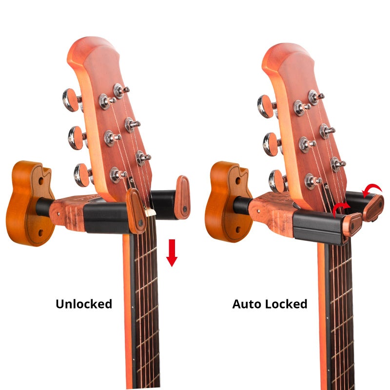 PUNK Guitar Wall Mount Guitar Hanger,Guitar Hook Guitar Stand,Auto Lock Guitar Wall Hanger,with Guitar Pick Necklace,for Acoustic,Electric,Classical,Bass - Image 4